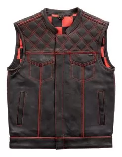First Manufacturing Checker Vest -Funky Motorcycle first manufacturing checker vest black red